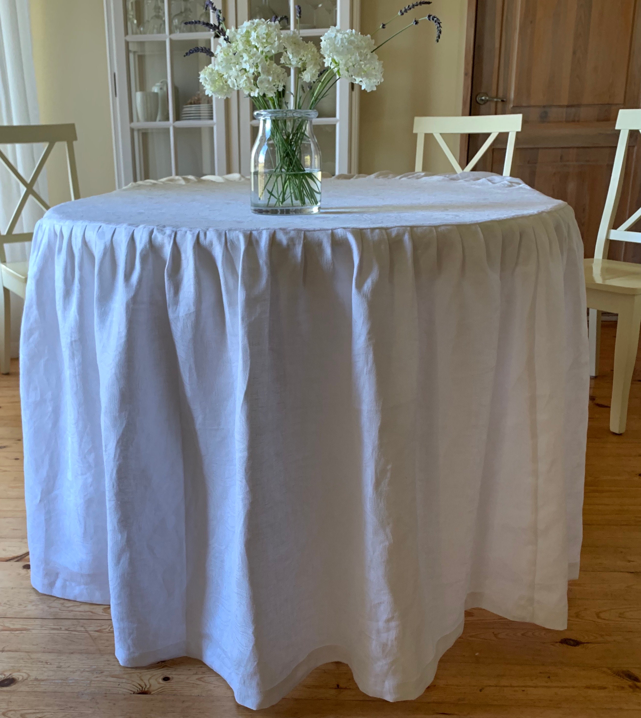 Round Linen Tablecloth, Large Round Tablecloth, 70 Inch Round