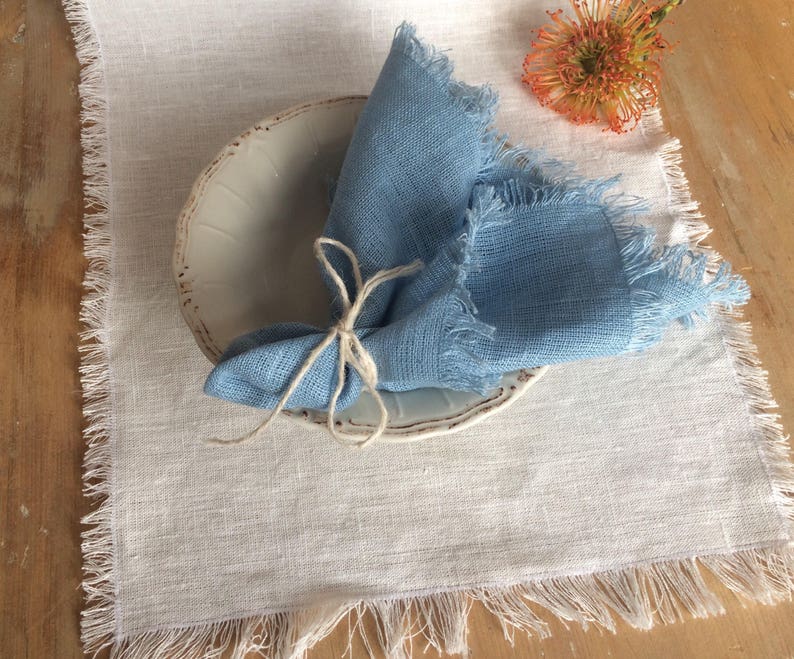 Light Blue Napkins Set of 6 Linen Napkins Light Blue Wedding Etsy