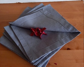 Set of 6 Linen Napkins, ,Gray Linen Napkins, Cloth Napkins, Flax Napkins