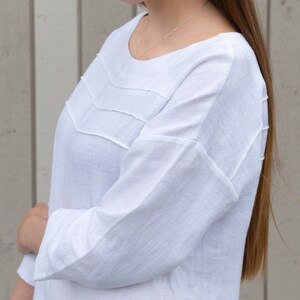 Handmade Linen Dress – Side Profile, Flowy and Elegant, Custom Fit Available.