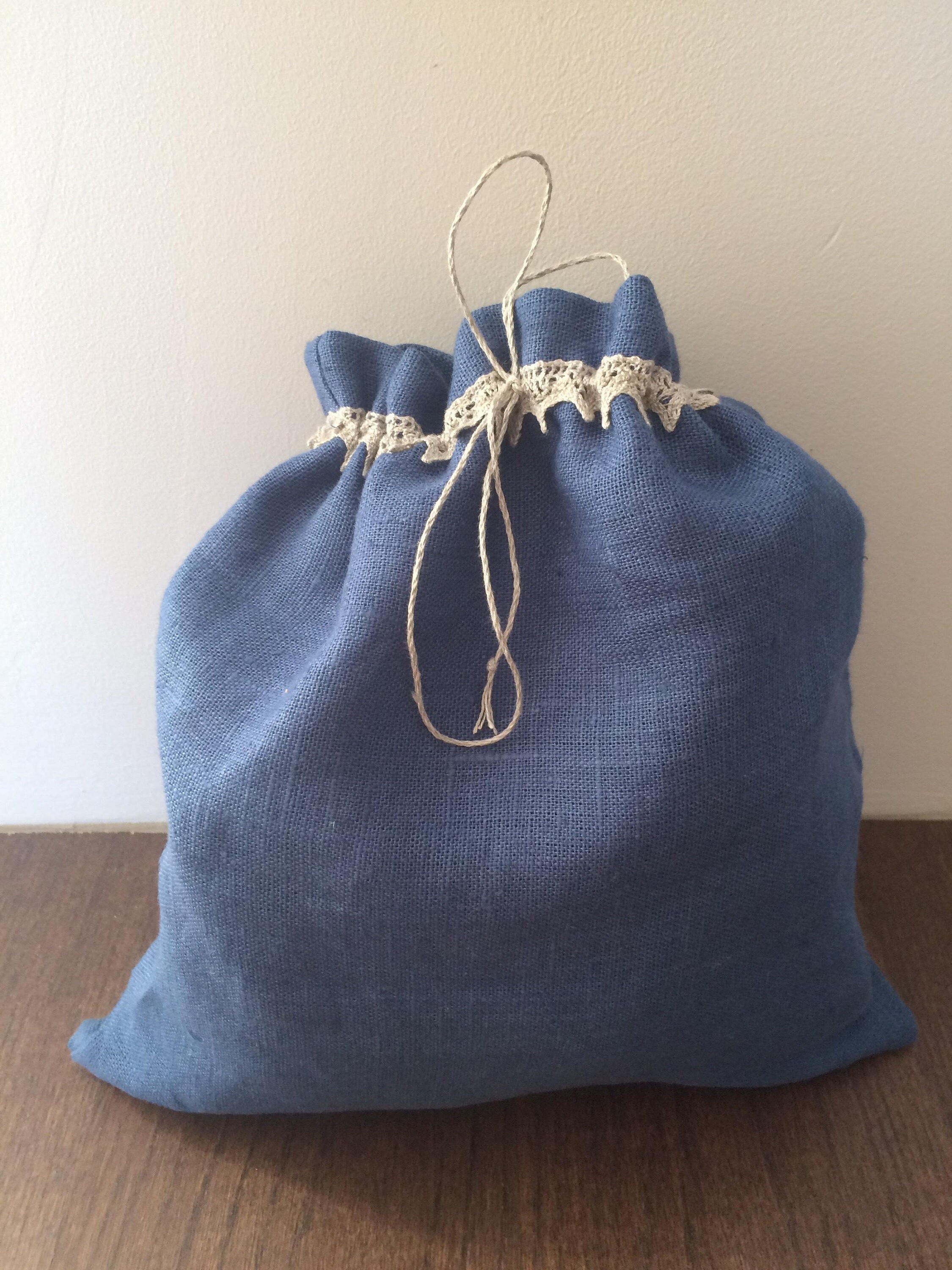 Linen Bag, Blue Color Linen Pouch, Linen Storage Bag, Eco bag, Gift Bag
