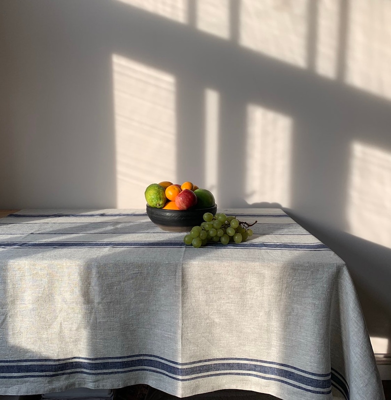 Linen Tablecloth Striped Table Cloth Square Tablecloth Etsy UK