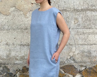 Linen Sleeveless Dress, Handmade Linen Dress, Women's Gift Dress, Women's Dress, Plus Size Dress, Washed Linen Dress, Linen Summer Dress