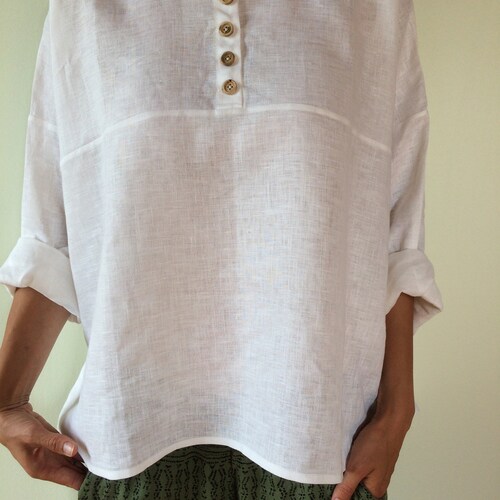 Kids Soft Linen Top With Buttons Long Sleeves Etsy
