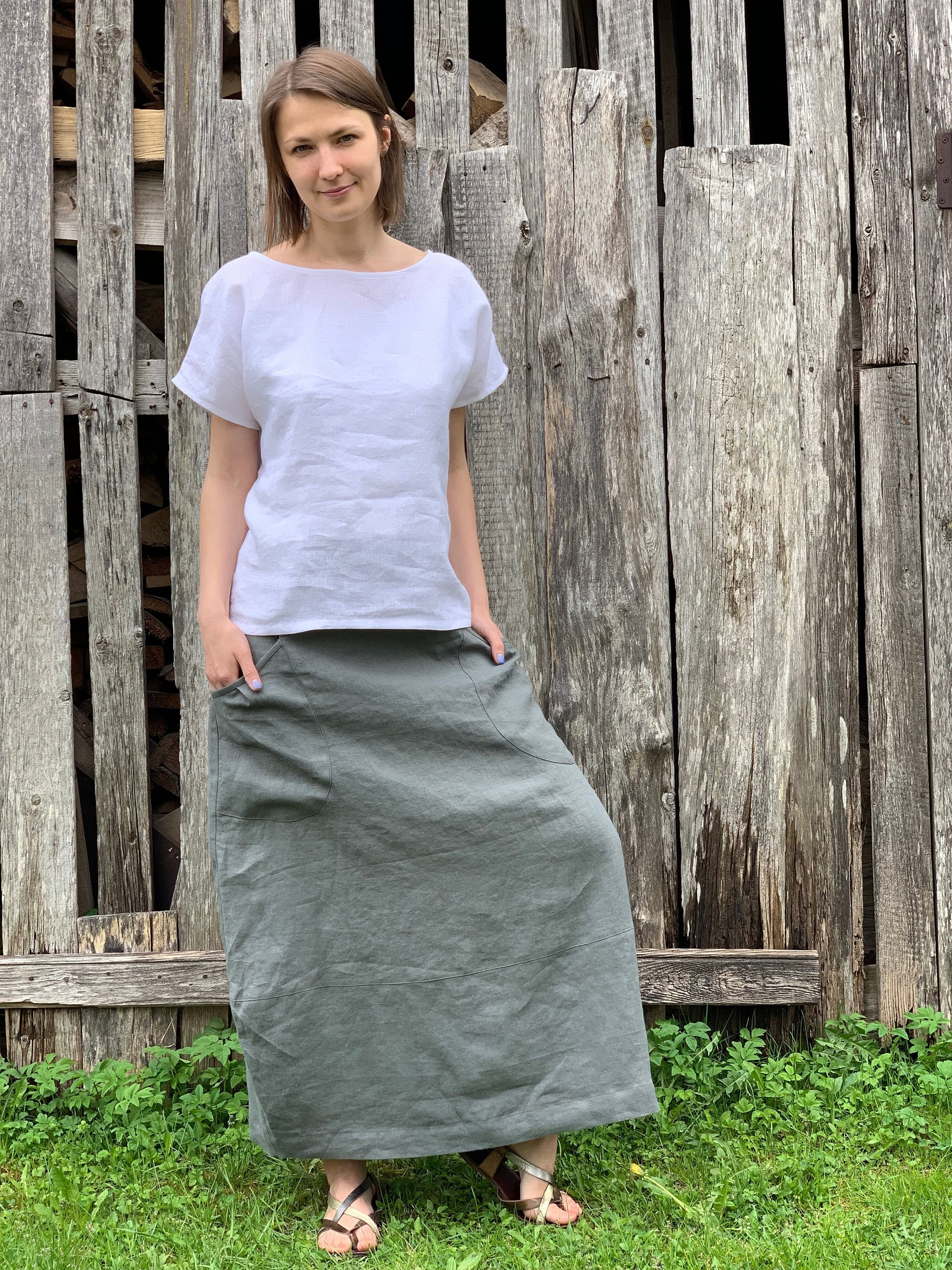 Linen Skirt, Summer Skirt, Maxi Skirt, Skirt with Pockets, Long Skirt ...