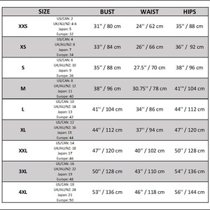 Women's Size Chart – Find Your Perfect Fit for Handmade Linen Dresses.
