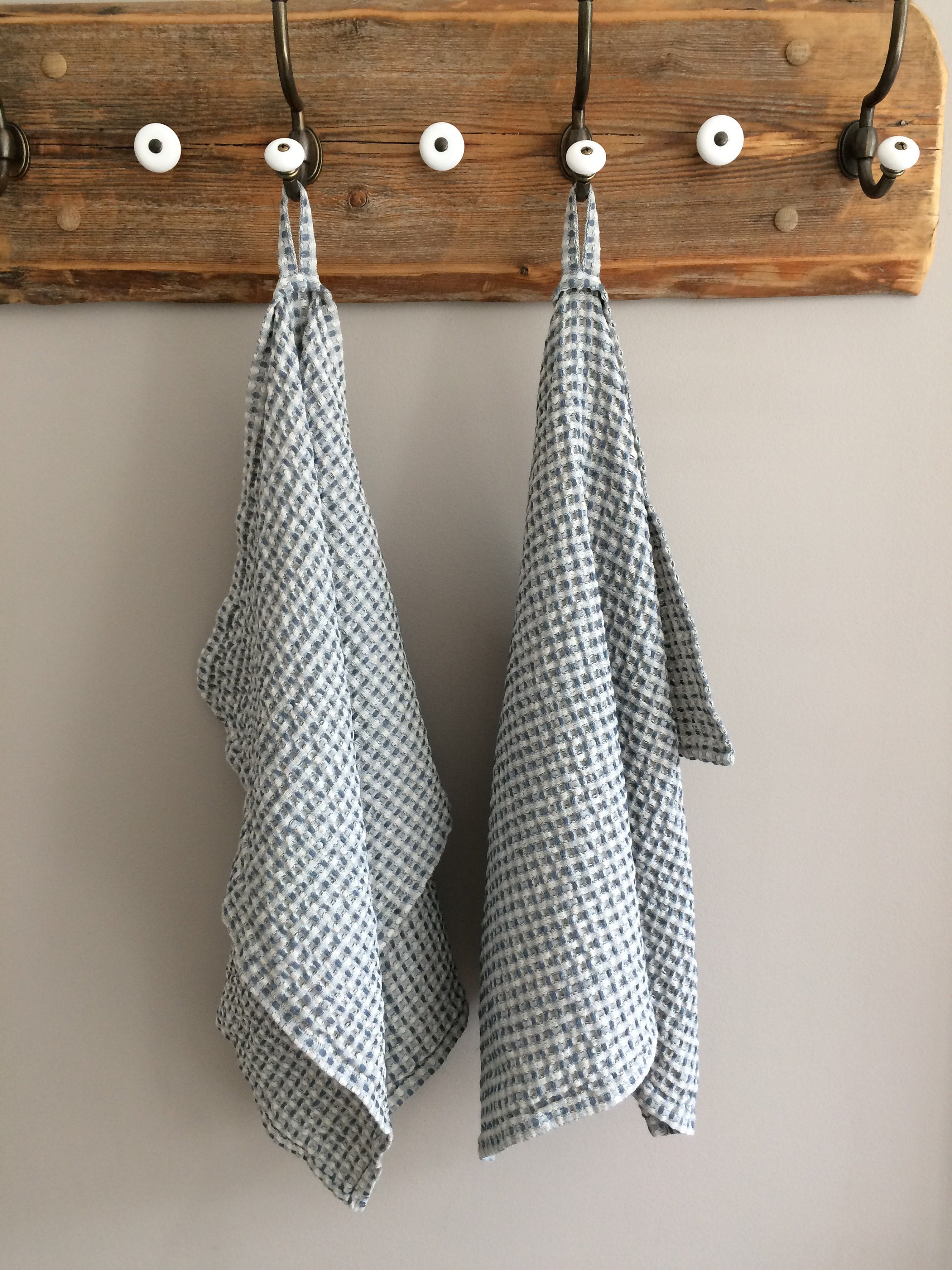 One Linen hand towel, Linen face towel, Light grayishblue Linen Towel