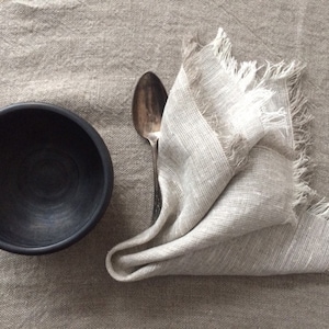 Handmade Linen Napkin: Beige with Fringe Edges