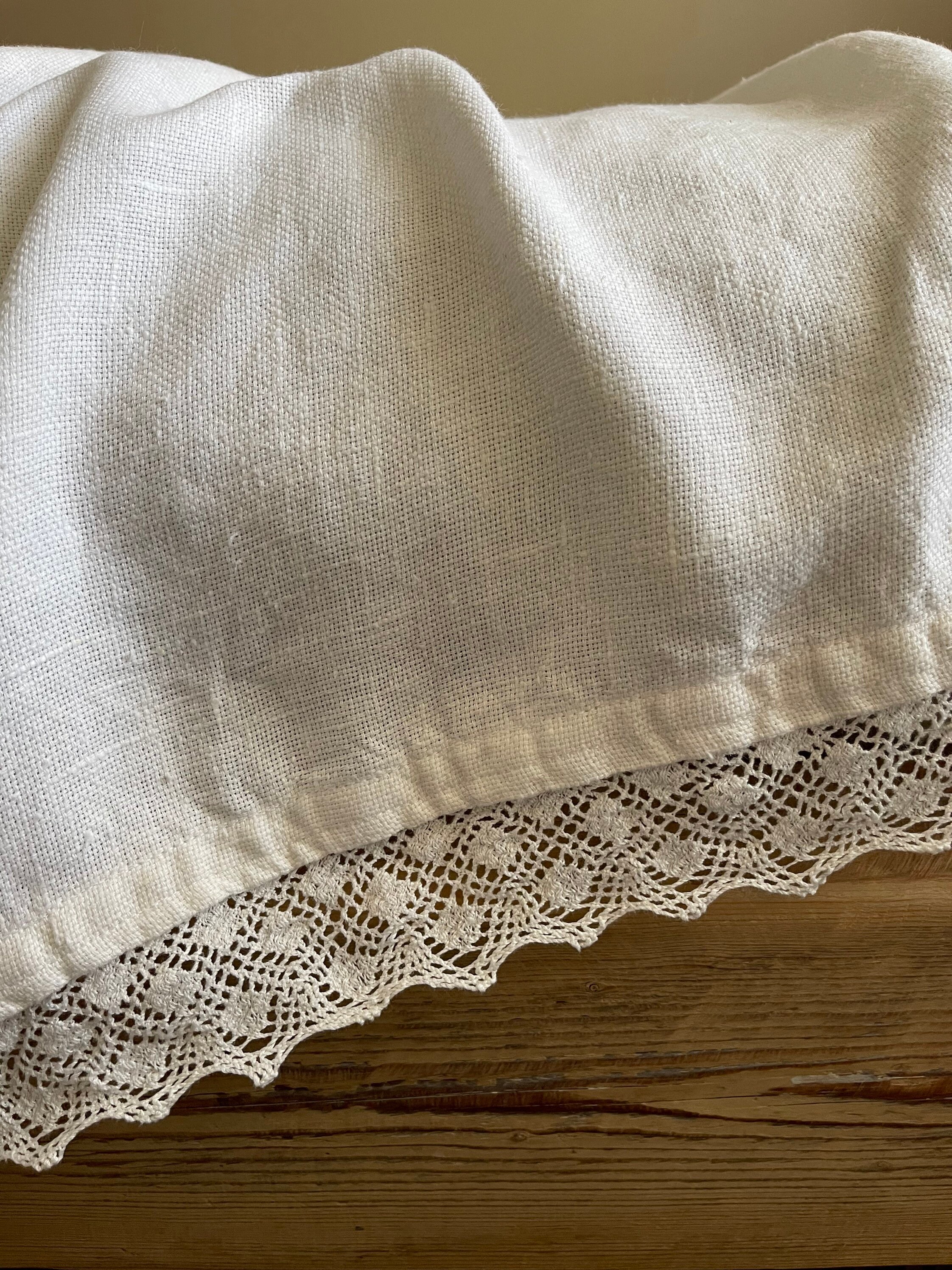 Linen Blanket With Laces Milk White Linen Bed Cover Bed Etsy