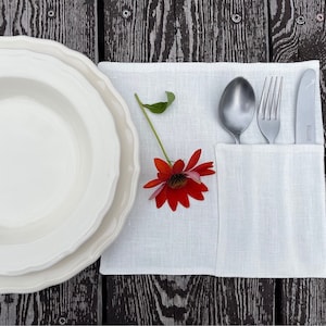 Handmade Linen Cutlery Holder: Rustic Table Decor