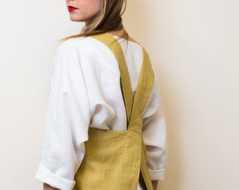 Pinafore, Pinafore Apron, Apron, Cross Back Apron, Japanese Apron, Cross Over Apron, Linen Apron, Linen Pinafore