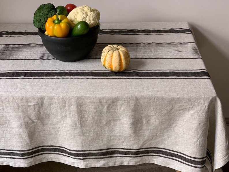 Linen Tablecloth Striped Table Cloth Square Tablecloth Etsy UK