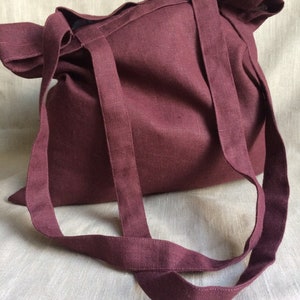 Tote Bag, Leinen Einkaufstasche, Markttasche, Kirschrotbraun Farbe Tote Bag, Leinen Strandtasche, Canvas Reisetasche, Leinen Schultertasche,