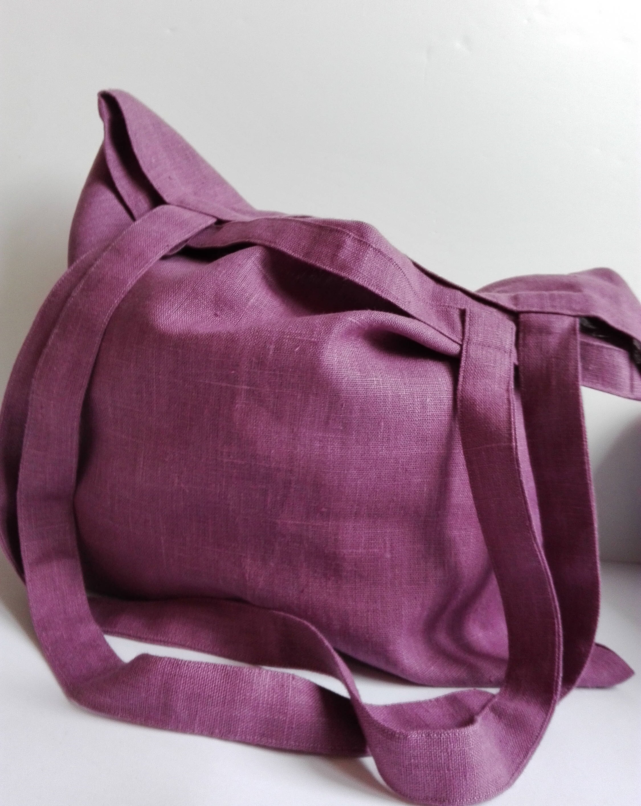 Tote Bag, Linen Shopping Bag, Market Bag, Raspberry Color Tote Bag