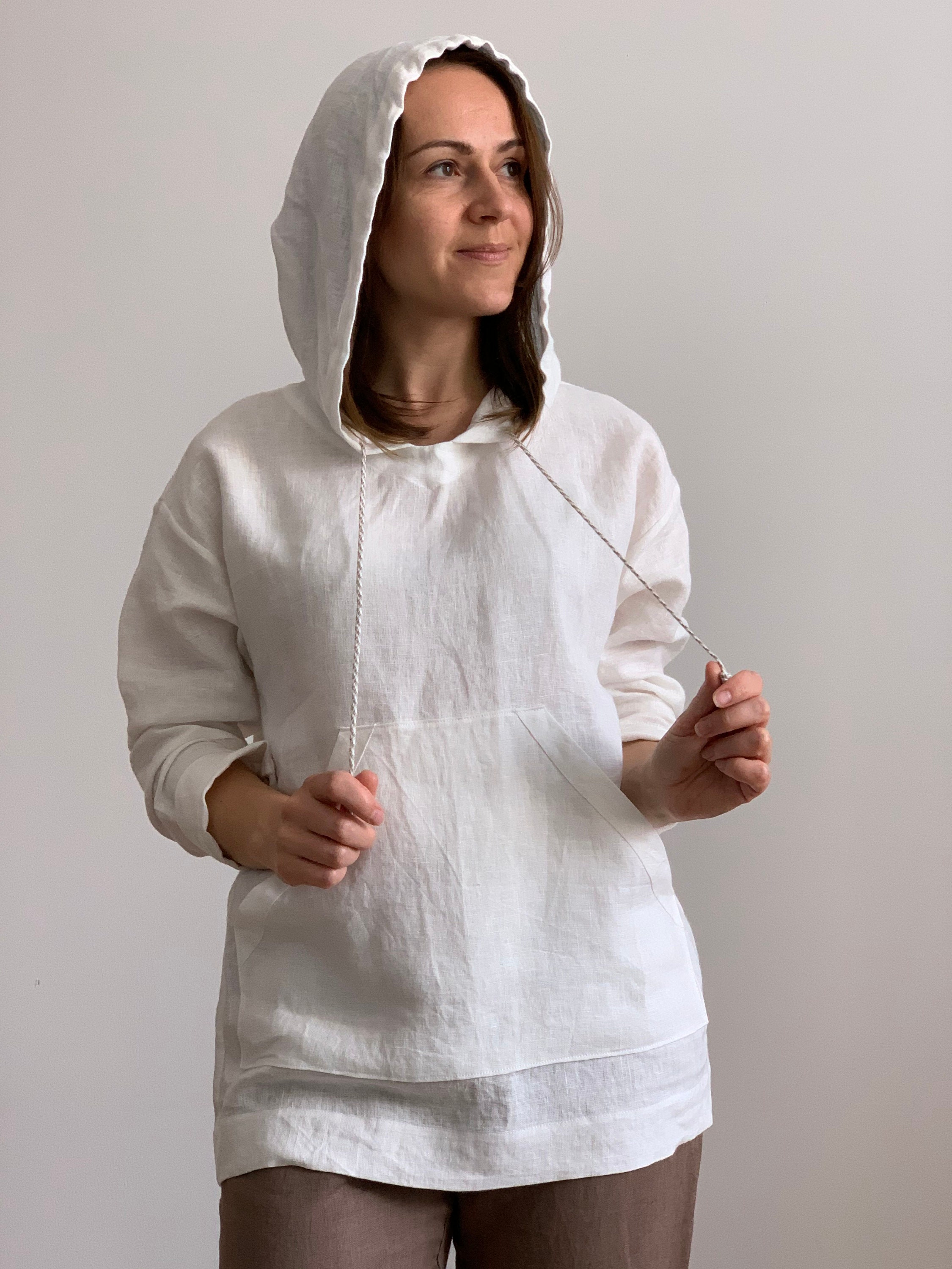 Linen hoodie for women / Loose fit linen hoodie / Women long ...