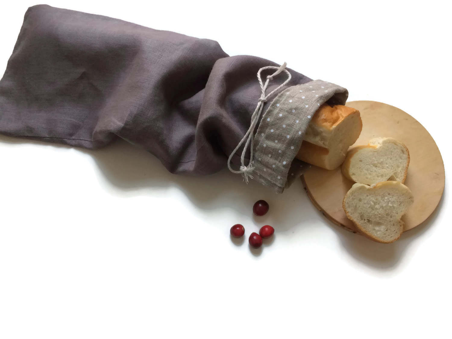 Linen Bread Bag, Natural Bread Bag, Gray Loaf Keeper, Reusable Bread