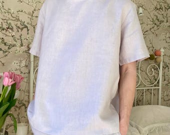 Men’s Light Gray Pajama Set with Short Sleeve Top and Shorts, Elastic Waistband with Fabric Tie, Side Pockets, Comfortable Sleepwear