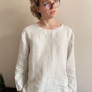 Men&#39;s Striped Linen Pajama Set: Handmade European Linen Sleepwear