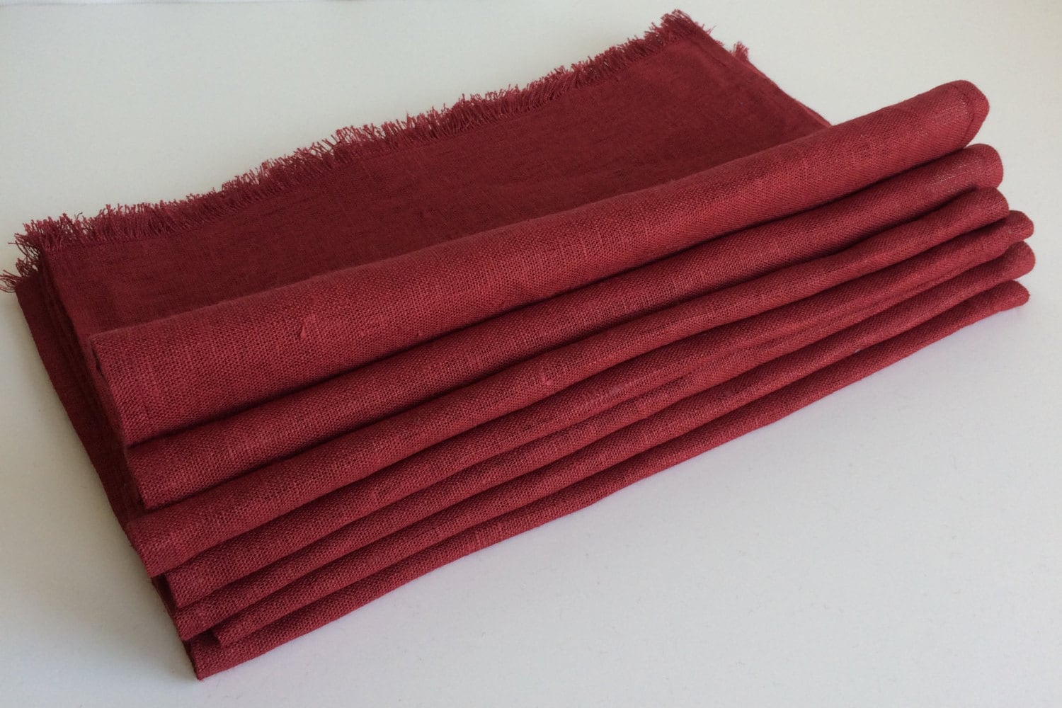 Set of Dark Red Placemats, Christmas placemat, Red Linens, Shabby Chic