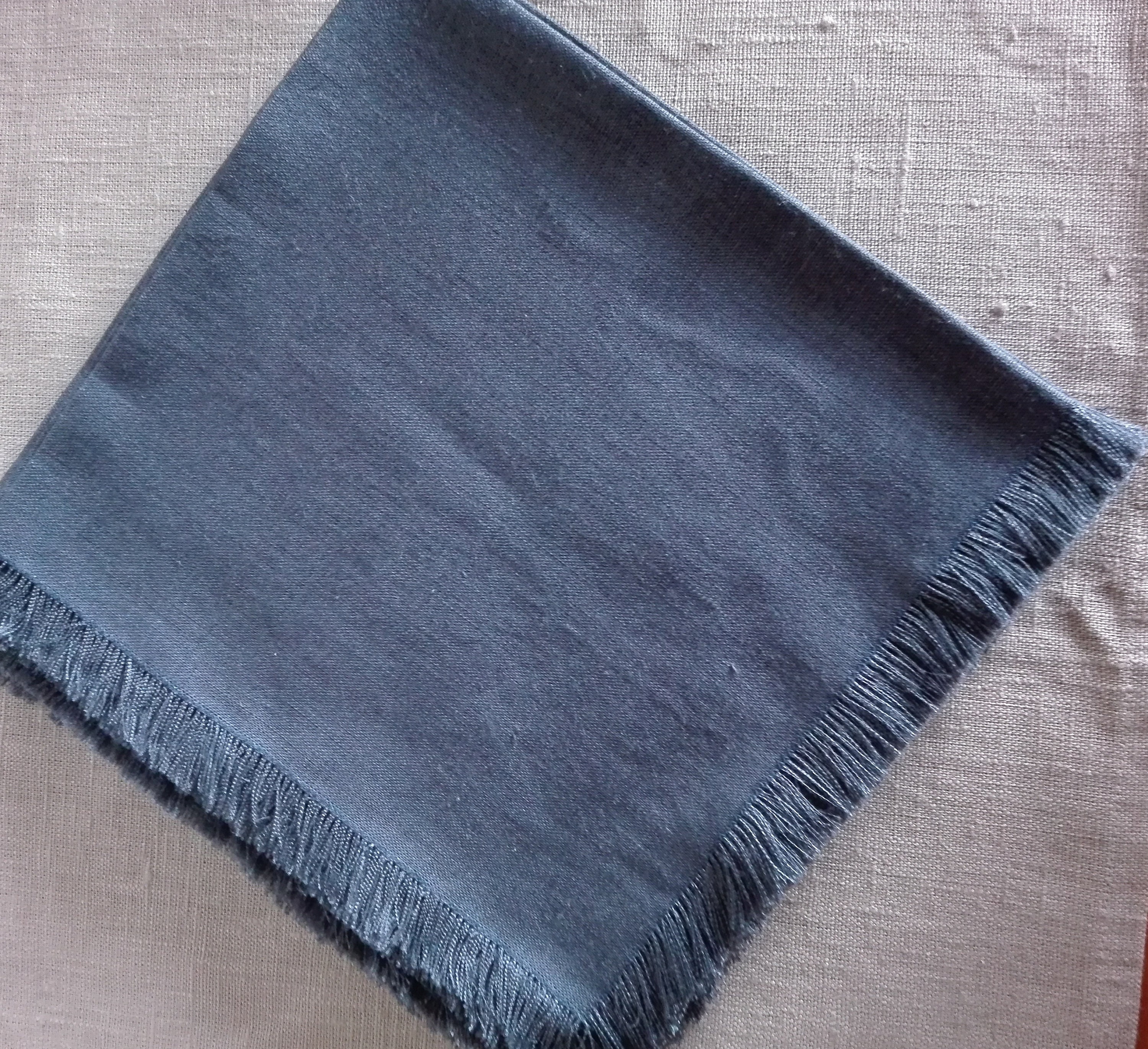 Dark Blue Napkins, A set 6 Blue Linen Napkins with Fringes, Cloth ...