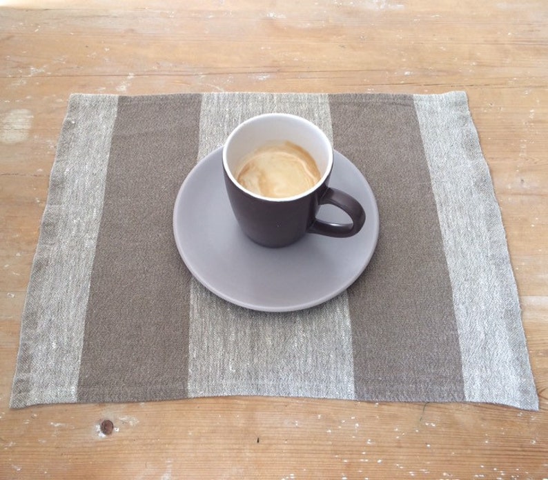 Dining Place Mats Linen Placemats Dark Beige Striped Placemats Antique Style Linen mats Placemats Set Burlap Placemats Table Mat