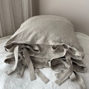 Linen Pillowcases with Ties, Set of 2: Stonewashed Farmhouse Pillow Cover