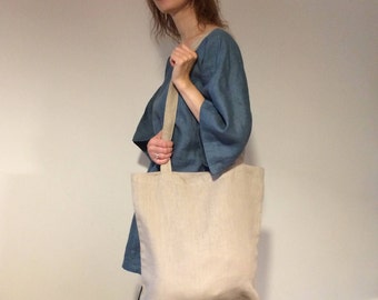 Bright Flax Color Tote Bag, Reusable Shopper Bag, Market Bag, Linen Tote, Shopping Bag, Eco Tote Bag