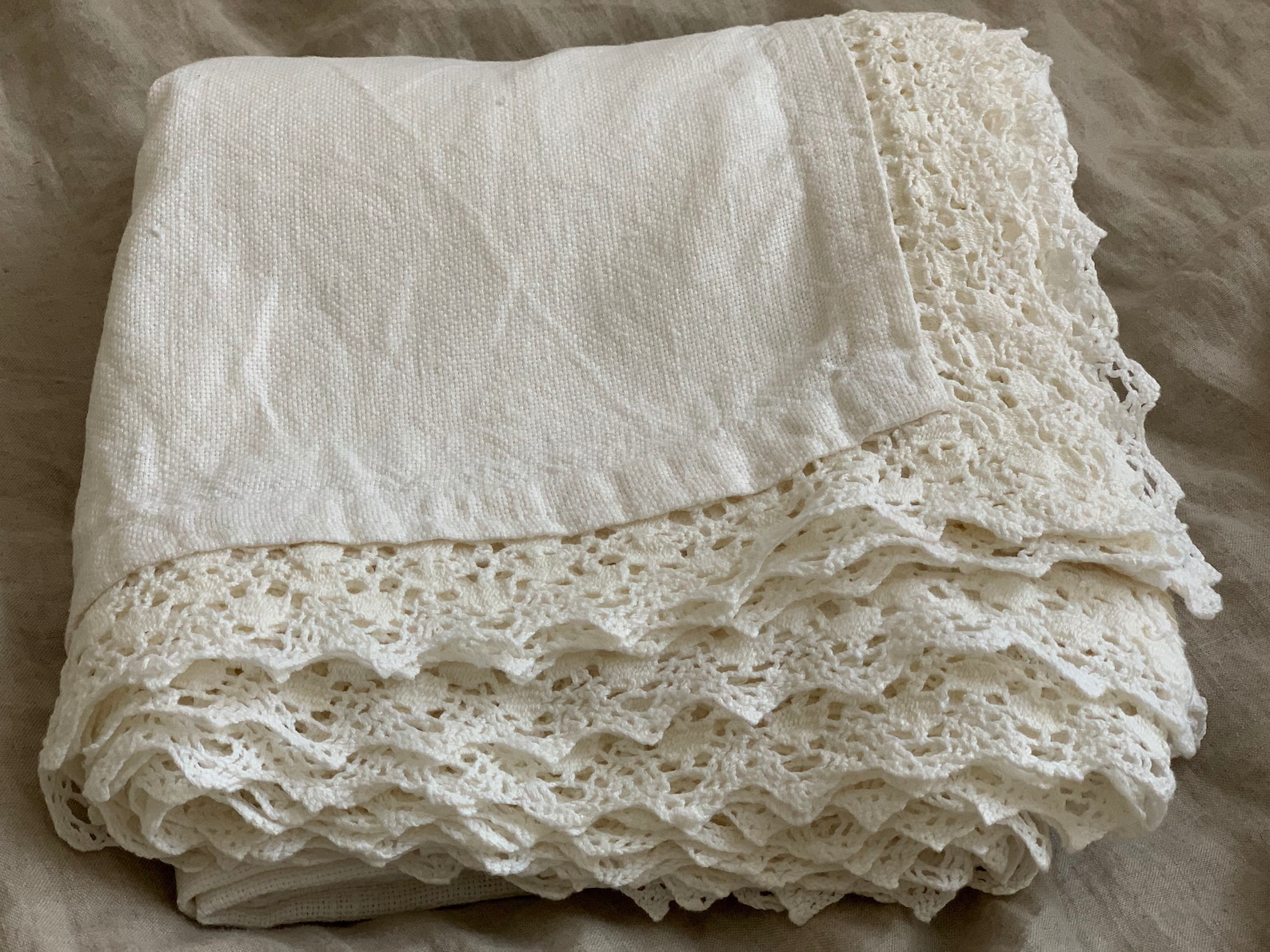 Linen Blanket With Laces Milk White Linen Bed Cover Bed Etsy