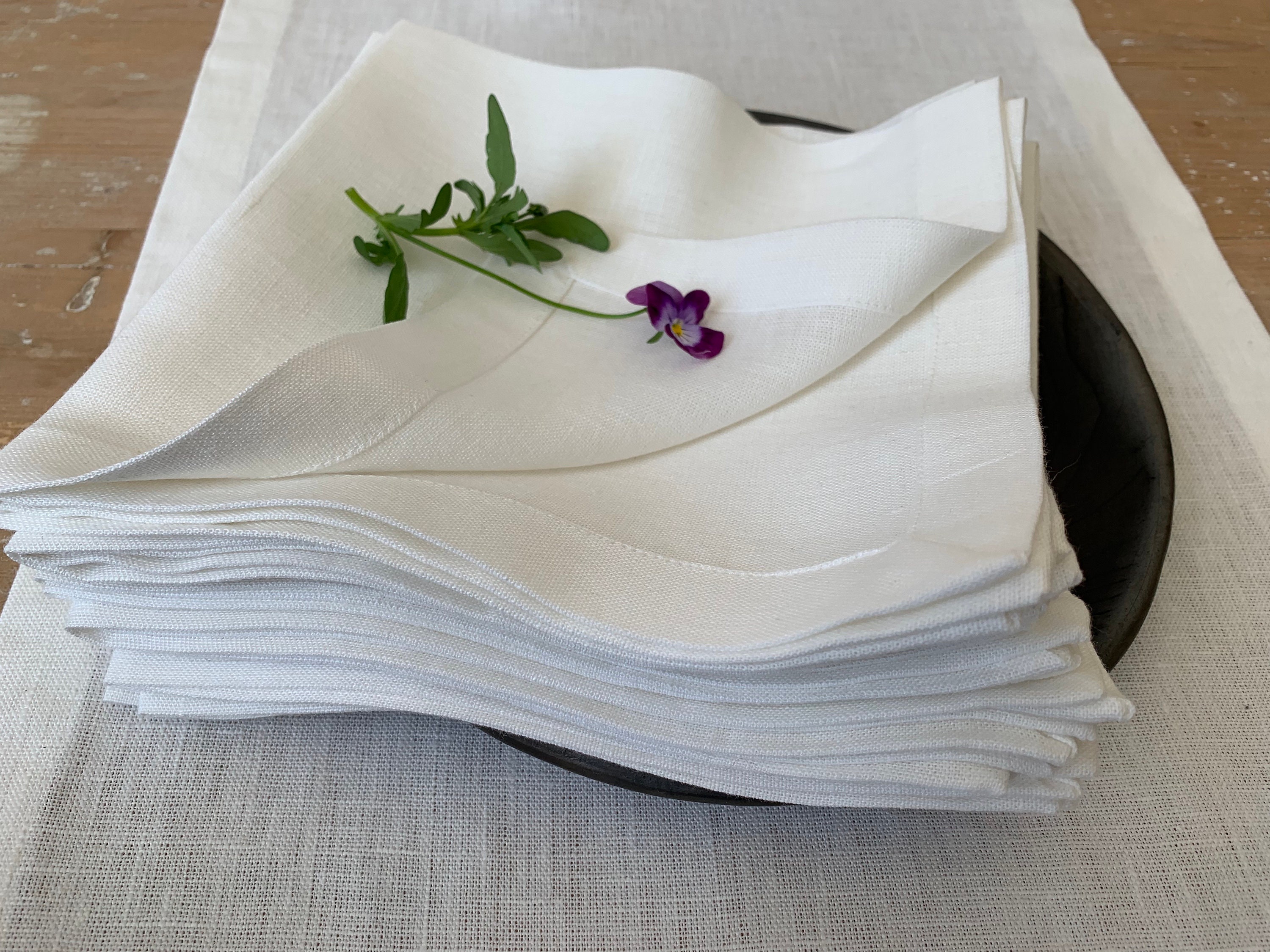 Set of 6 Milk White Linen Napkins, Reusable Napkins, Cloth Dinner Napkins,  Wedding Napkins, Cloth Napkins, Natural Napkins