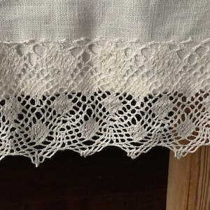 Linen Tablecloth with Lace, Milk White Linen Tablecloth, Milk White Lace Tablecloth, Large Square Linen Tablecloth, Large Tablecloth image 7