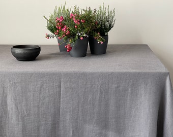 Wide Linen Tablecloth / Long Linen Tablecloth  /  Stone Gray Linen Tablecloth / Heavy Linen Tablecloth 245 GSM / Large Size Linen Tablecloth