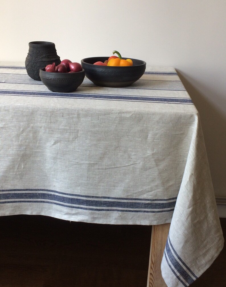 Linen Tablecloth Striped Table Cloth Square Tablecloth Etsy UK