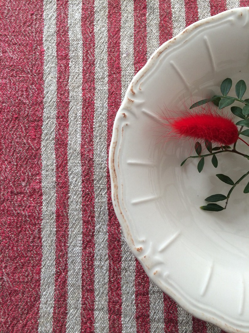 Red Striped Placemats Linen Placemats Rustic Home Decor Red Etsy