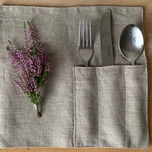Linen Cutlery Holder Linen Silverware Holder Table Etsy