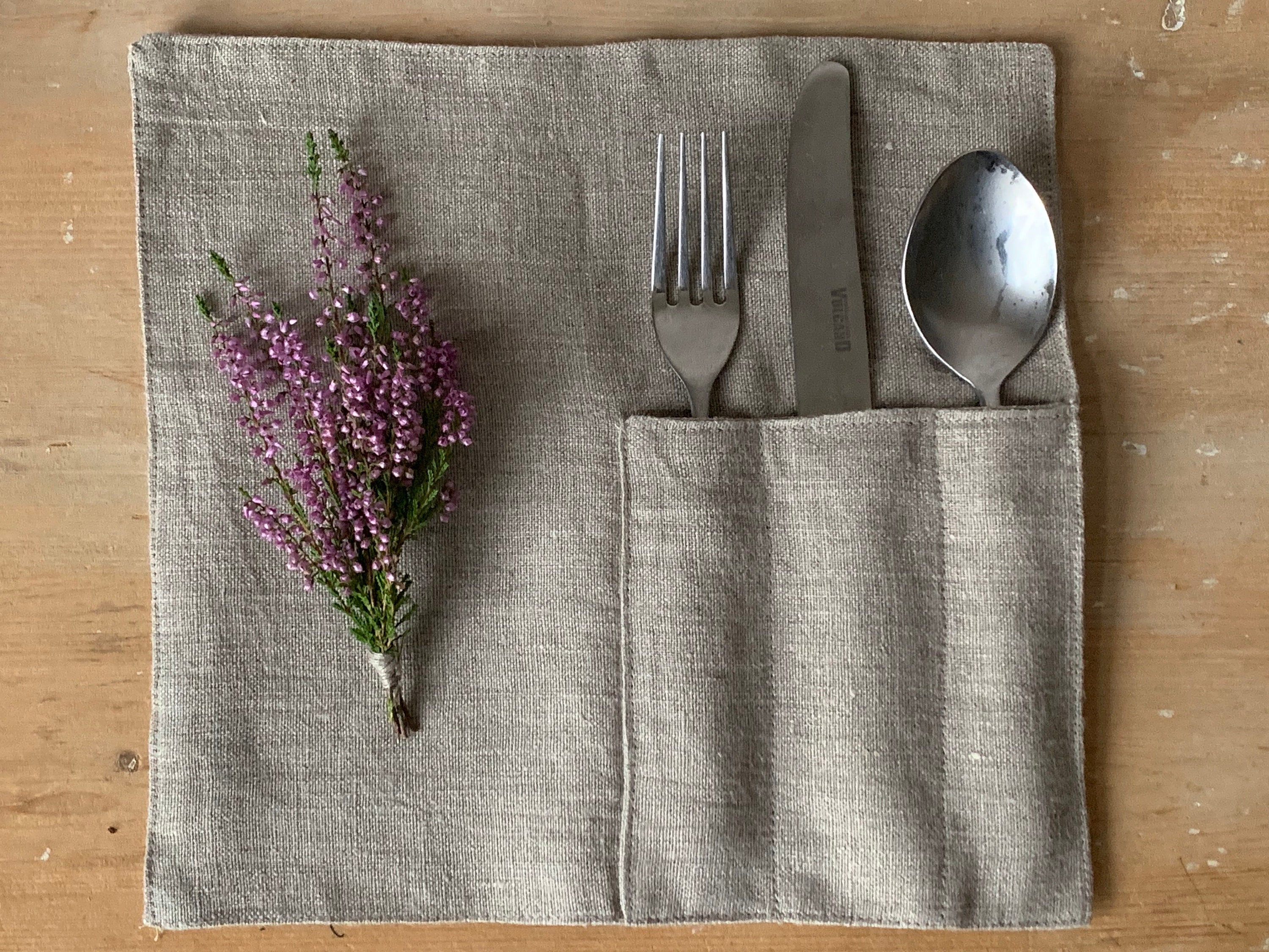 Linen Cutlery Holder, Linen Silverware Holder, Table Decoration, Linen