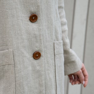 Womens linen jacket with pockets / Linen coat for women / Natural linen color coat jacket image 7