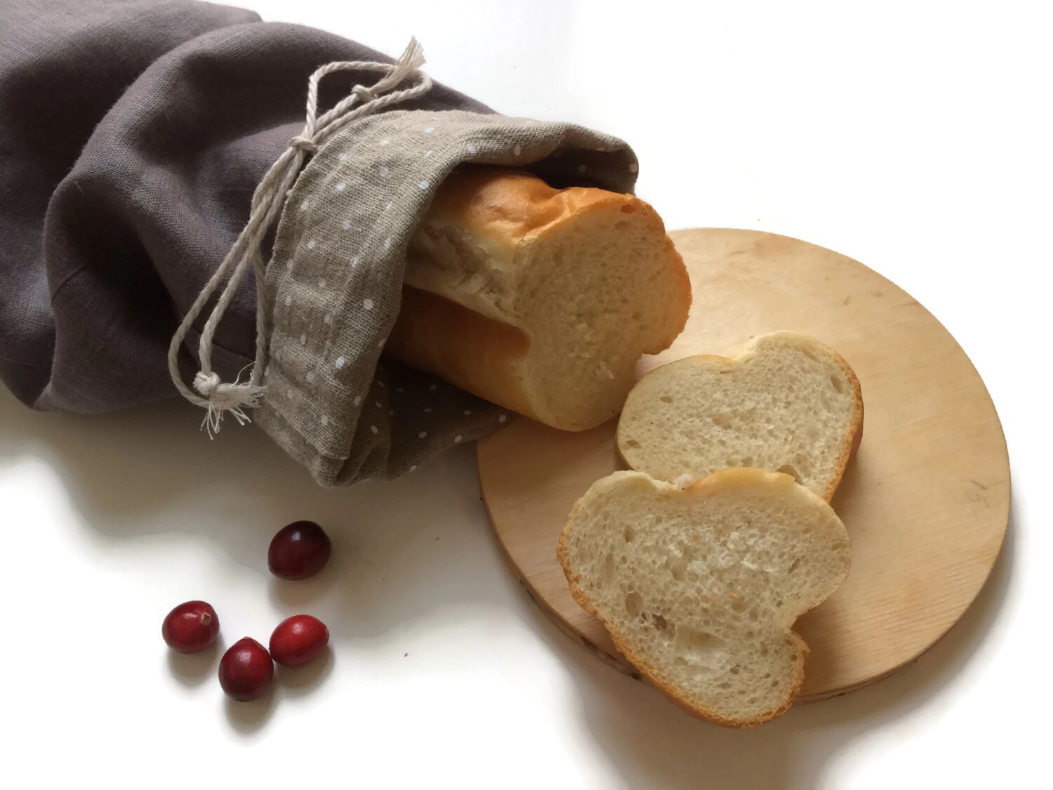 Linen Bread Bag, Natural Bread Bag, Gray Loaf Keeper, Reusable Bread