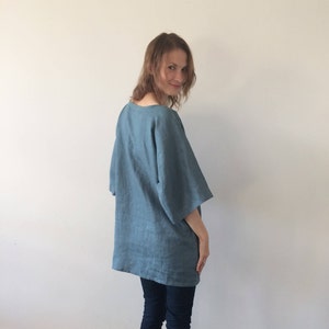 Blue Green Linen Tunic, Linen Tunic, Women Tunic, Summer Tunic, Loose Linen Tunic, Tunic Top, Womens Tunic, Linen Tunics Plus Size, Tunic image 4