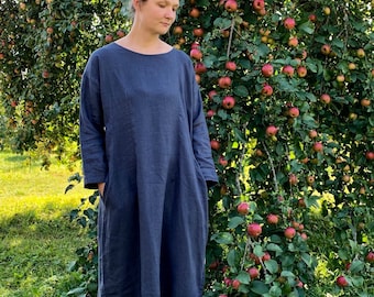 Blue Linen Dress, Linen Dress, Women Dress, Summer Dress, Loose Linen Dress, Dress, Women dress, Linen dresses Plus Size, Dress