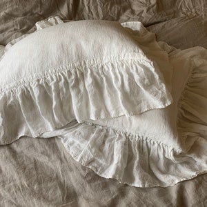 Ruffled Linen Pillow Cover: European Handmade Pillowcase