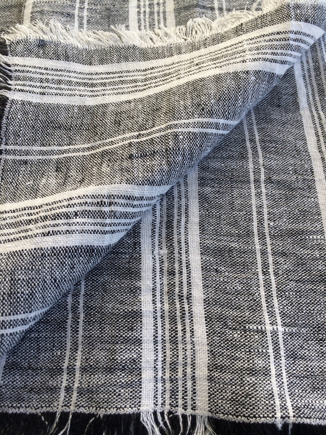 Set of 4 Linen Placemats, Black and White Placemats, Black, White, Gray