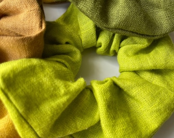 Linen Hair Ties Set, Set of 5 Scrunchies Earth Tones