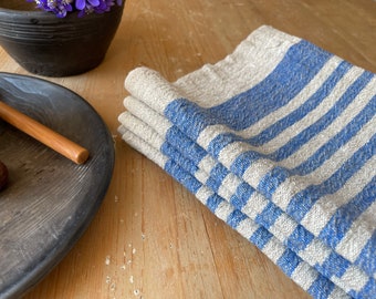 Blue Striped Placemats, Place mats, Rustic Placemats, Linen Placemats, Woven Placemats, Linen Fabric, Washable Placemats, Table Mats