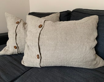 Linen Pillow Case, Pillow Sham, Linen Bedding, Pillow Cover, Standard, Queen, King Linen Pillow Case, Pillow Case with Buttons