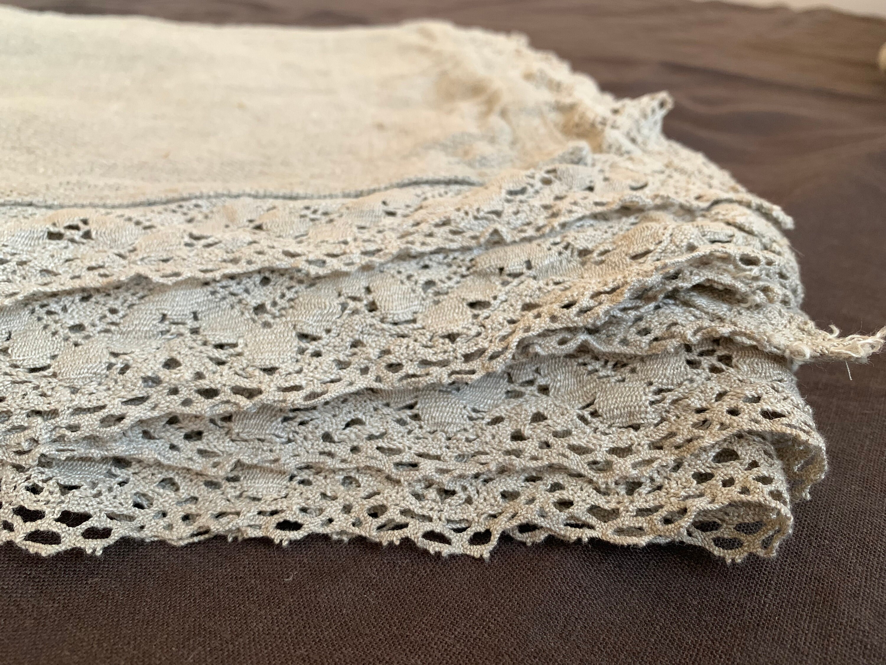 Linen Blanket with Lace, Bed Blanket, Bed Throw with Lace