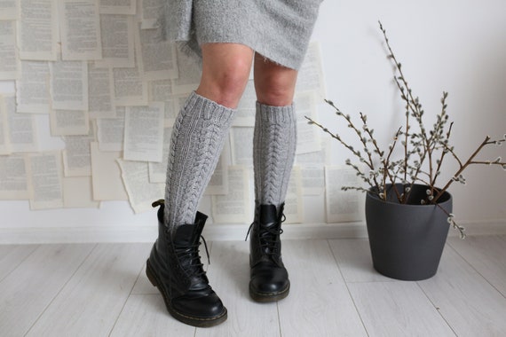 Long Wool Stockings, Merino Wool Socks, Soft Knitted Merino Wool Stockings,  Natural Wool Hand Knitted Socks, Gift for Mom, Gift Under 50 