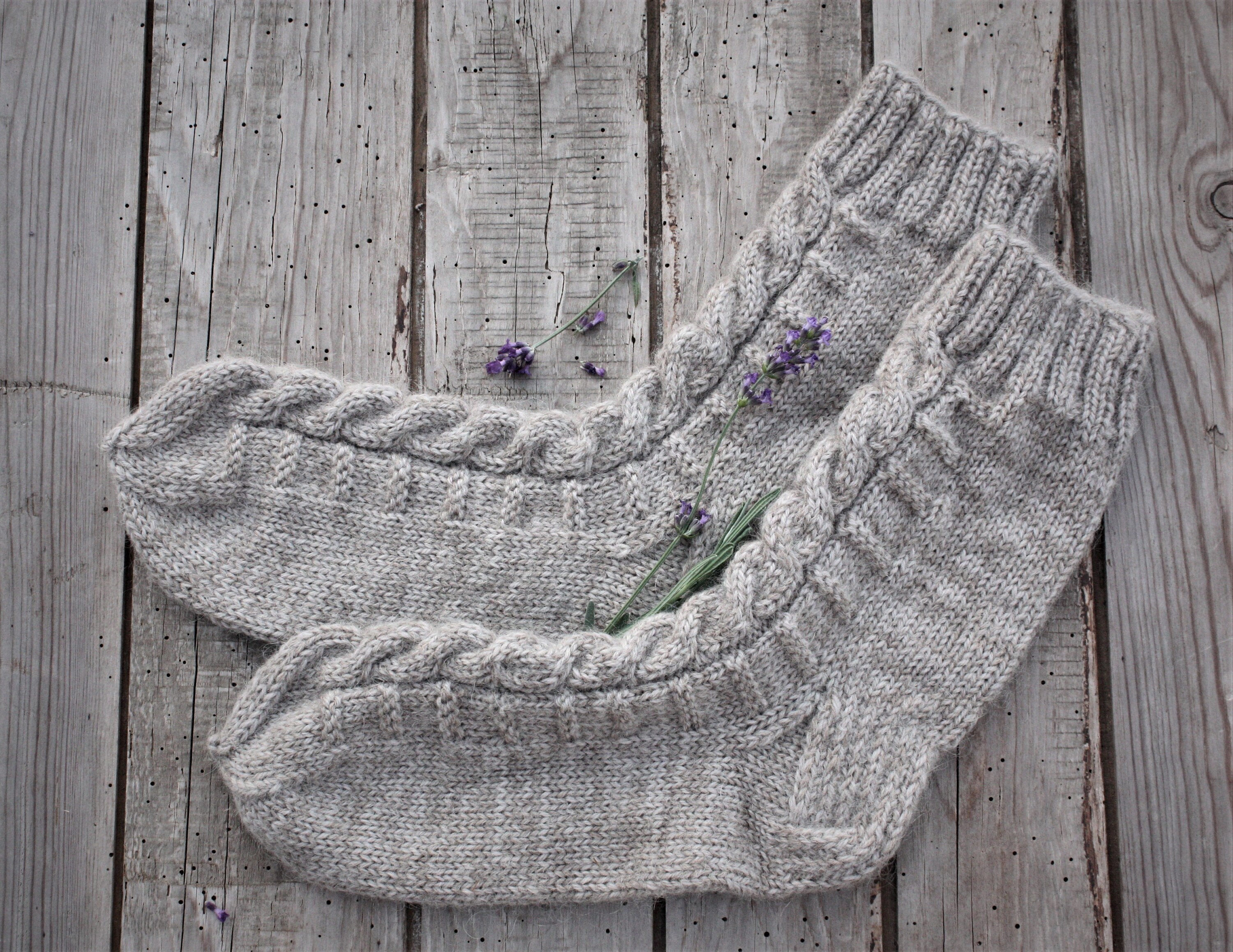 Soft and Stylish Original Pattern Merino Wool Socks, Natural Wool Hand