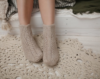 Merino wool home slippers, Woman wool socks, Cozy  gift