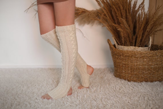 Toeless Yoga Socks-soft and Stylish Original Pattern Long Merino