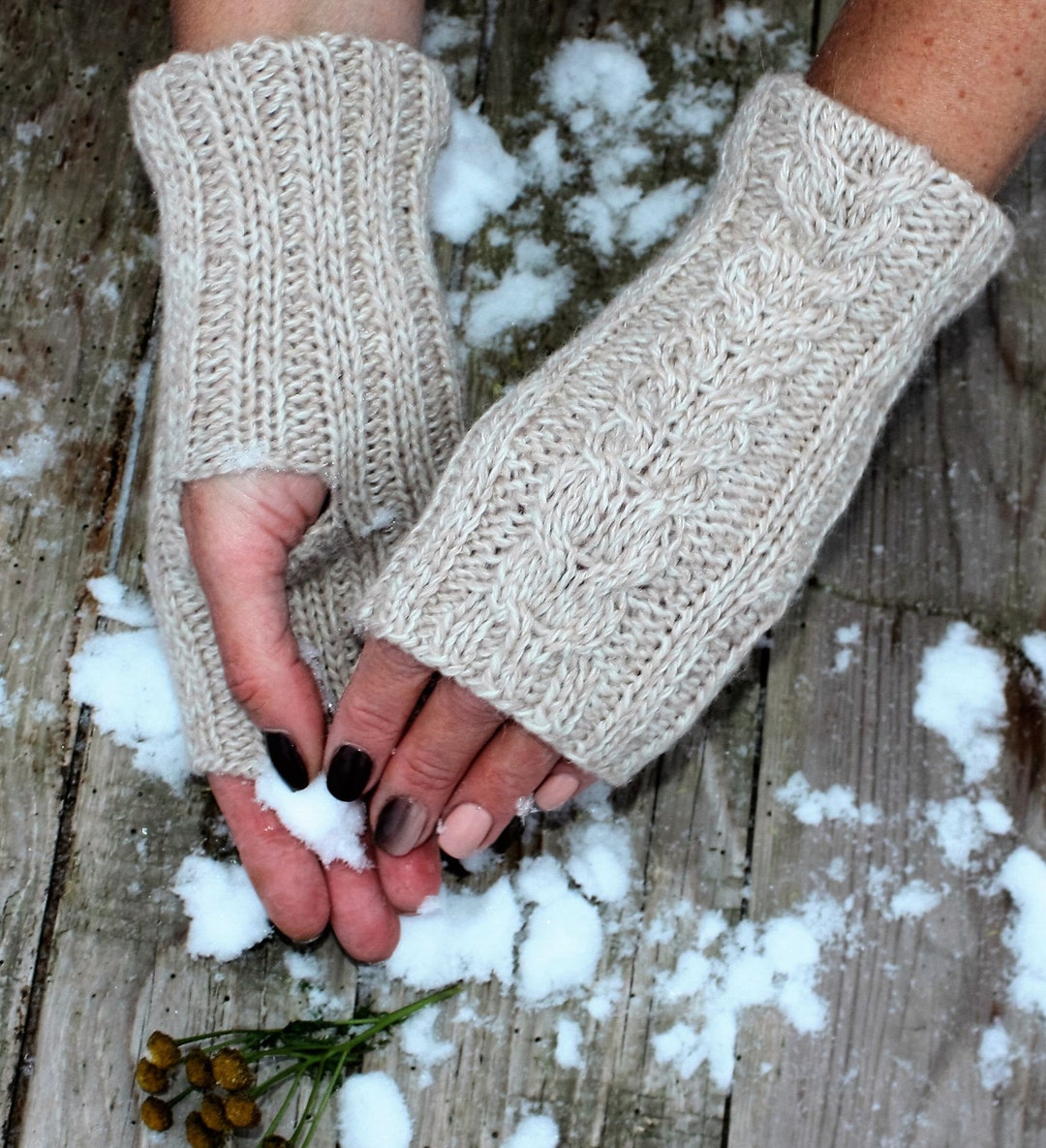 Merino Wool Hand Warmers, Soft and Warm Fingerless Gloves, Natural Wool